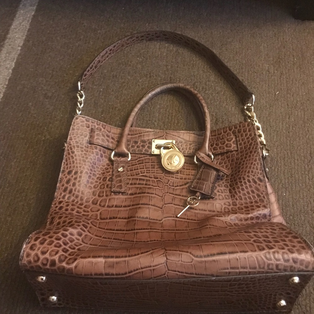 Michael Kors Brown Snakeskin Large Hamilton bag